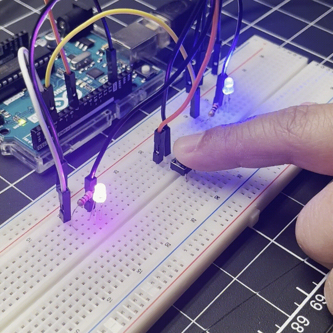 As final exploration we decided to add a button to control both lights.