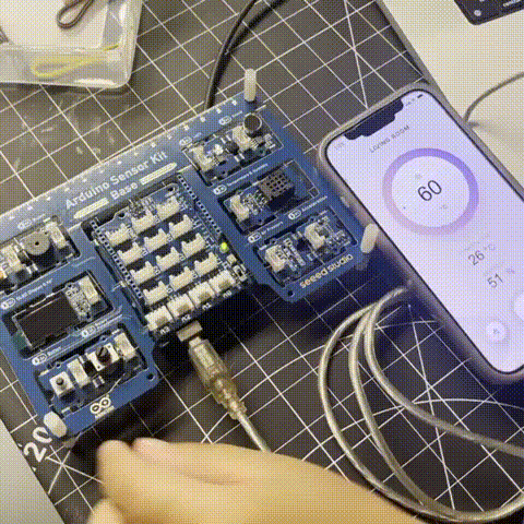 This was the fun part of the activity. When twisting the dial on the sensory board, it simulates changing the thermostat on the phone.
