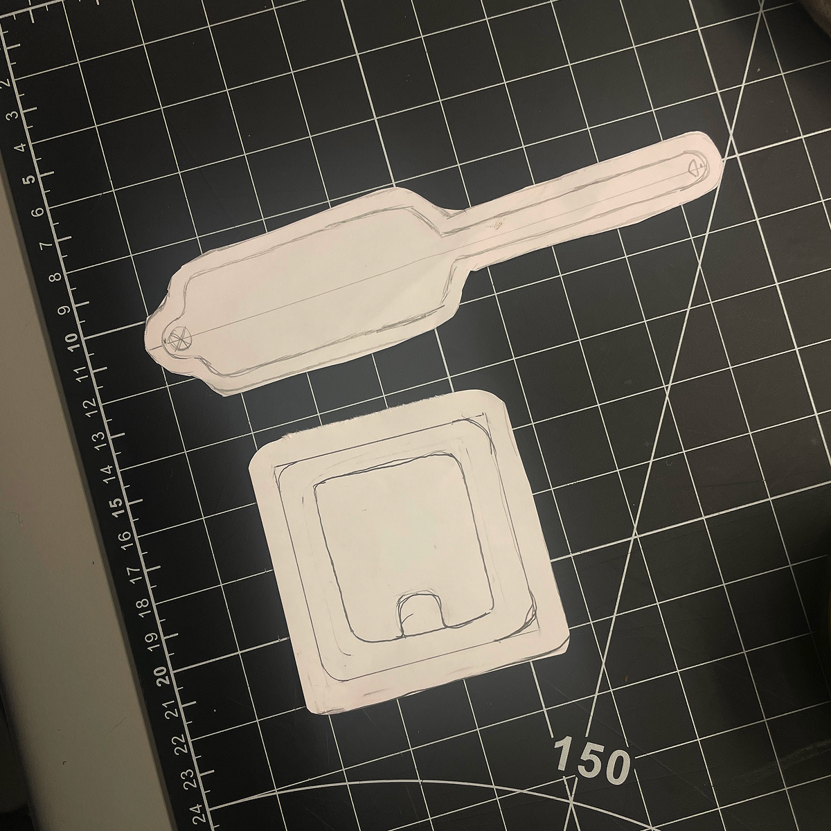 Both Nicole and I cut out our designs from paper as a base for cutting fabric. Our approaches were both very different, Nicole went for an IV bandage and I went for a hospital wristband. I think this was a great idea so we could both explore together what works and what didn't. I'm very proud of Nicole because it was her first time creating a stencil for fabric cutting and she did spectacular.