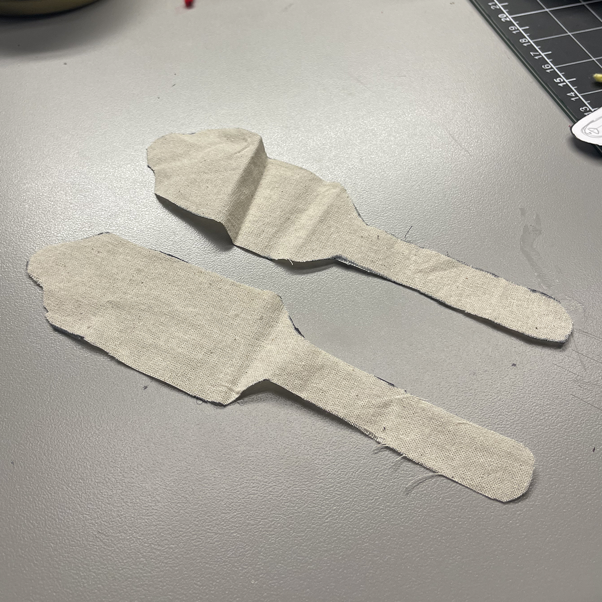 These are the pieces cut. At this point I was worried that the band would be too small to flip inside out I continued anyway because I wasn't definitively sure if it was going to work.